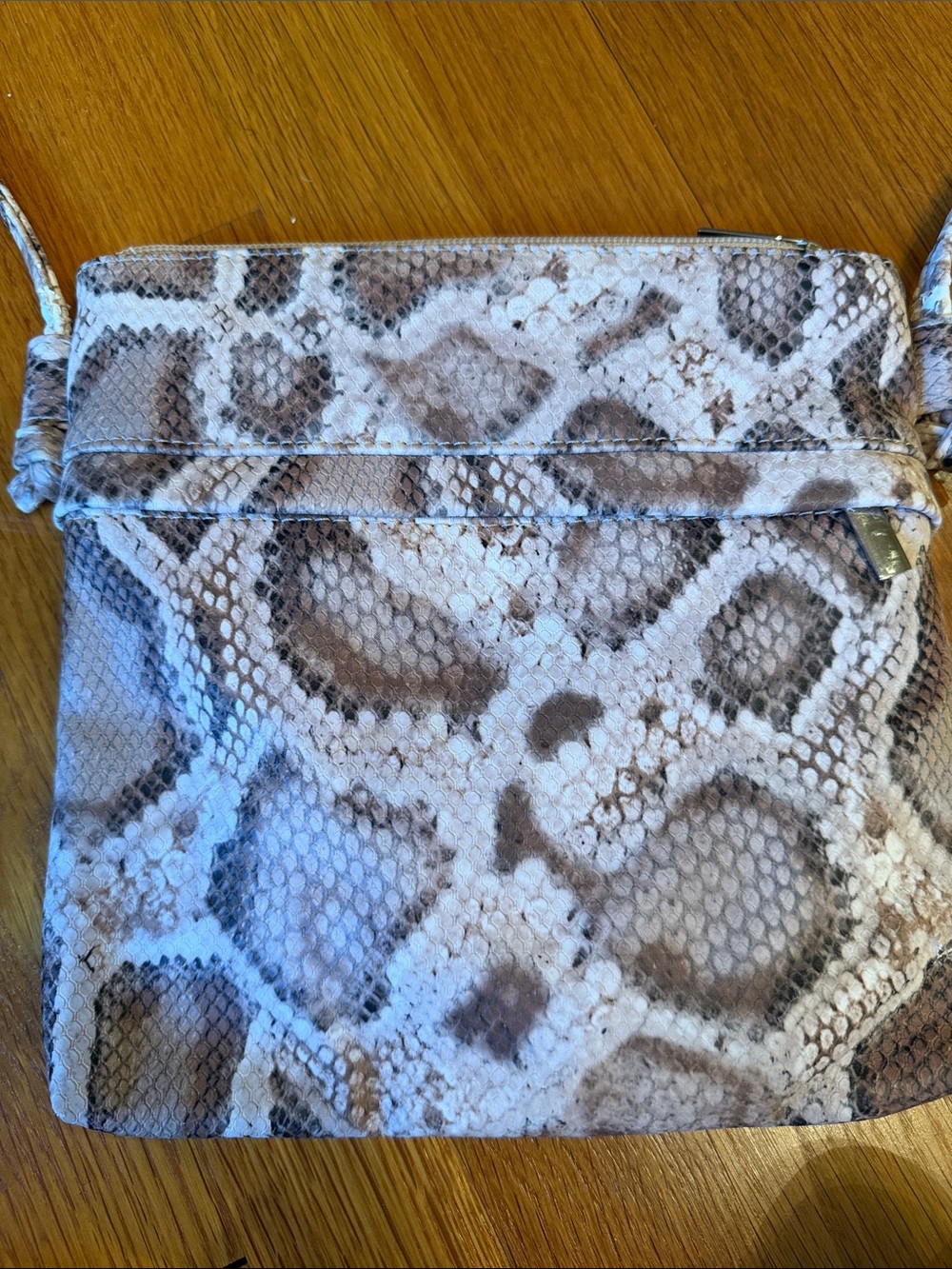 Chico's Snake-Print Crossbody Bag in Beige and Brown